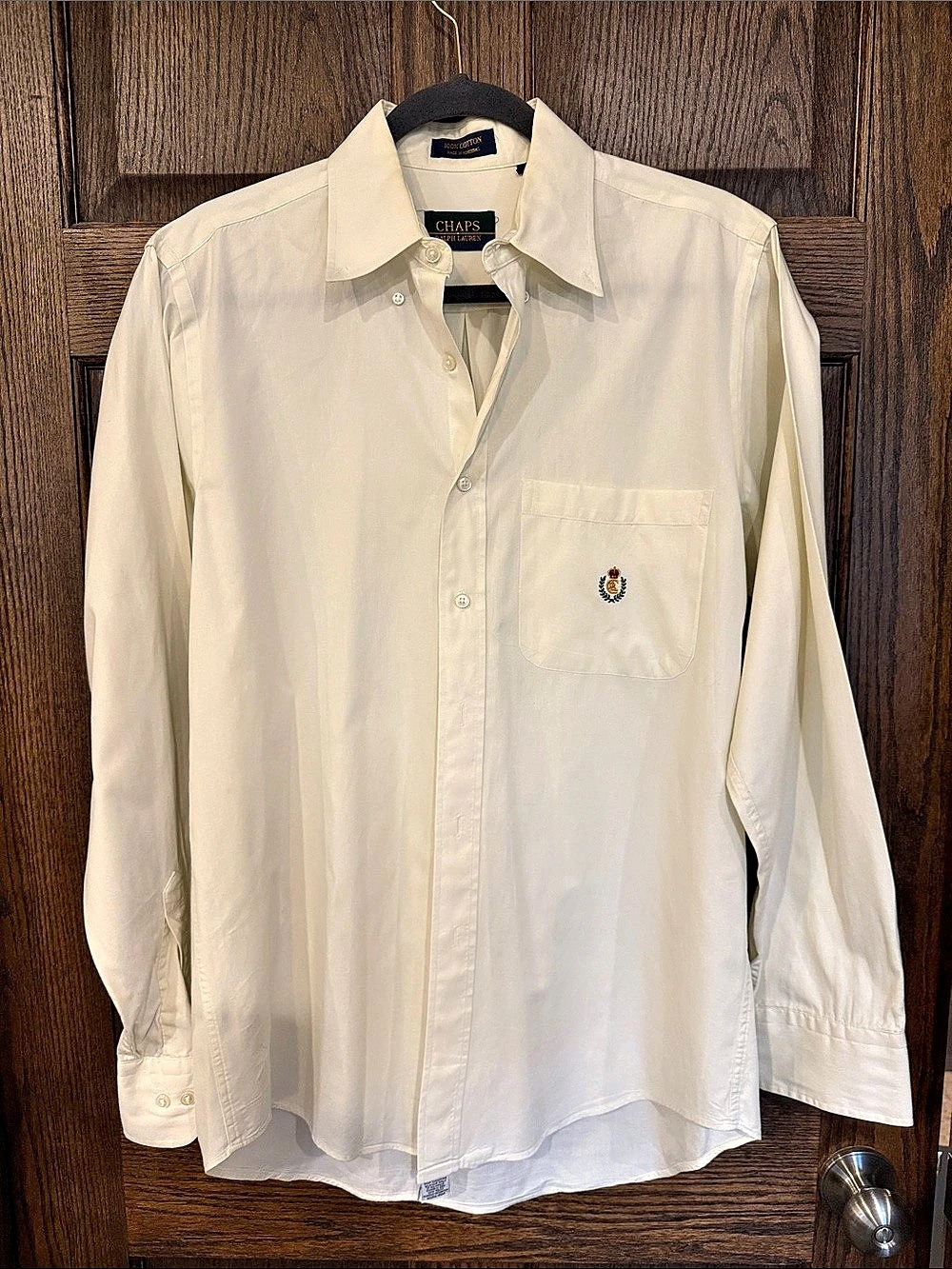 Vintage Chaps Ralph Lauren White Cotton Shirt Men’s 15.5 Embroidered Crest